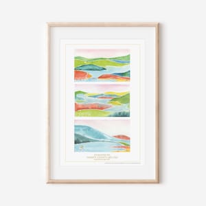 Watercolor Art Print - Deep Creek Lake, Maryland, Garrett County, Color Blocks, Glendale Bridge