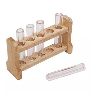 1:12 Miniature Laboratory Test Tube with Bracket | Dollhouse Mini Scientist Equipment | Realistic Lab Tools | 1/12 Realistic Glass Test Tube