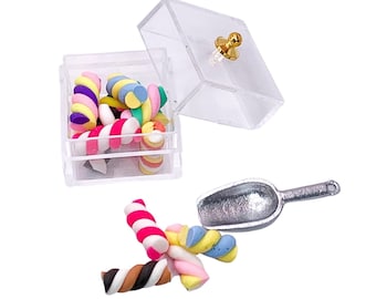1:6 Miniature Marshmallow Swirls | Candy Shop Supplies | Dollhouse Minis | Tiny Clay Candies | Cabochon Sweet Candy Charms | Clear Candy Jar