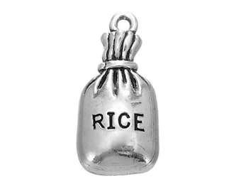 1 Tiny Bag of Rice Charm, Individual Charms, Food Charms, Ingredient Charms, Cooking Charms, Kitchen Charms, Side Dish Charm, DIY Jewelry