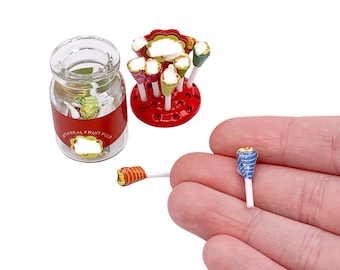 Miniature Lollipops Candy Jar | 1:6 Scale | Candy Shop Supplies | Dollhouse Miniature Foods | Tiny Realistic Candies for Dolls | Fake Sweets
