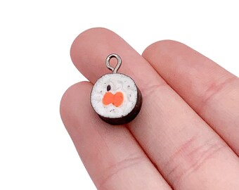 1 Tiny Sushi Charm, Sushi Pendant, Individual Charms, Sushi Roll Charm, Asian Food Charms, Foodie Charms, Oriental Food Charms, DIY Jewelry