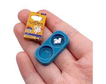 1:12 Comida para perros en miniatura con tazón / Mini comida seca para perros en casa de muñecas / Juguete para cachorros realistas / 1/12 Minis realistas / Accesorios para mascotas diminutas