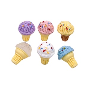 Miniature Ice Cream Cone | Dollhouse Mini Food | Single Scoop Cone | 3D Hard Ice Cream | Resin Sweet Treat | Multiple Flavours