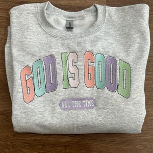 God is good | pastel colored | embroidered crewneck sweatshirt