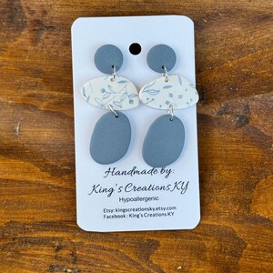 Willow pattern | blue & white  floral | classy | three tier | tear drop dangle | handmade polymer clay dangle earrings