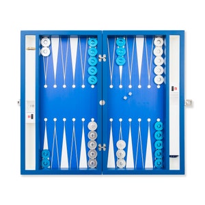 Juego de backgammon de fútbol hecho a mano: personalizado de primera calidad con cuero ultramar, nombre y logotipo personalizados, tablero de madera de alta calidad