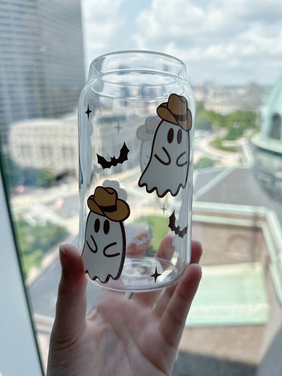 Cowboy Ghost Glass Can Cup // Libby Glass // Aesthetic Glass Cup // Iced  Coffee Cup // Drink Cup // Beer Can Glass // 16 oz glass