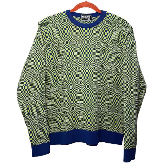 Versace Classic Psychedelic Checkered Circle Knit… - image 1