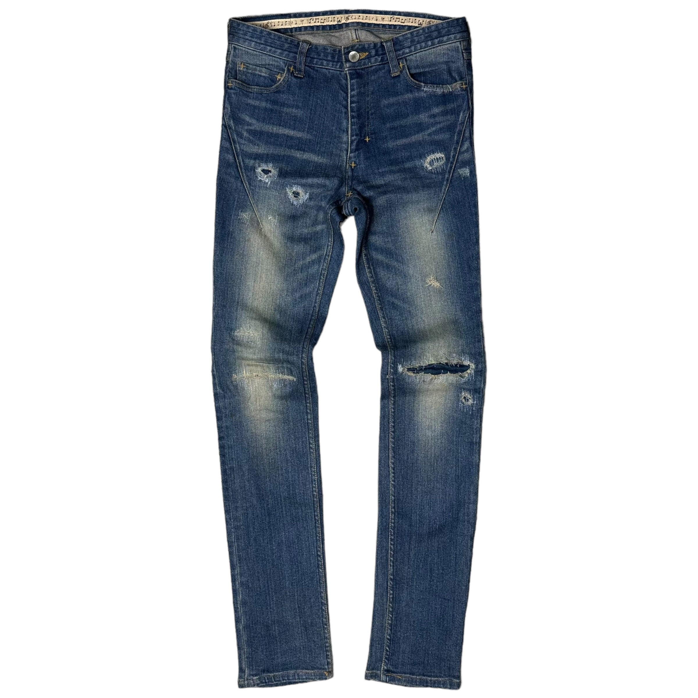 Number Nine X Studious Patches Distressed Washed Slim Denim