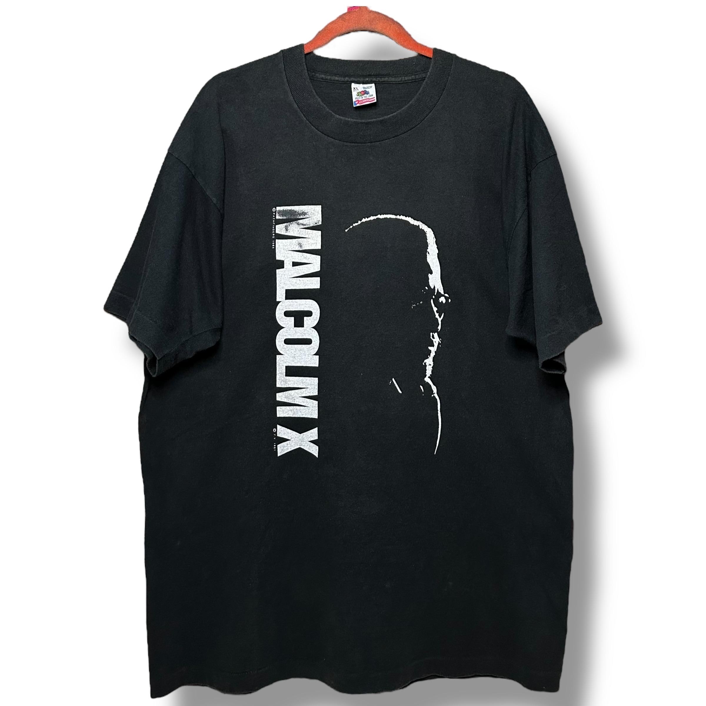T-shirt Vintage Années 90 Malcolm X Peace & Love - Taille XL, Noir Décoloré, Occasion Bon État - Style Hip Hop Rétro