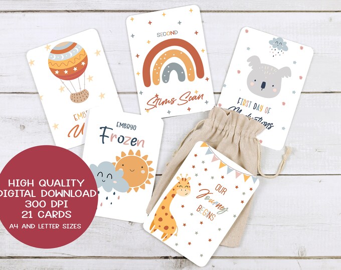 Boho IVF Milestone Cards Printable Digital Download, 21 Cards ...