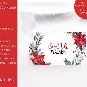 Editable Printable Christmas Place Card Instant Digital Download ...