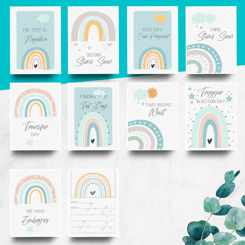 IVF IUI Milestone Cards Printable Digital Download, 20 Cards, Fertility ...