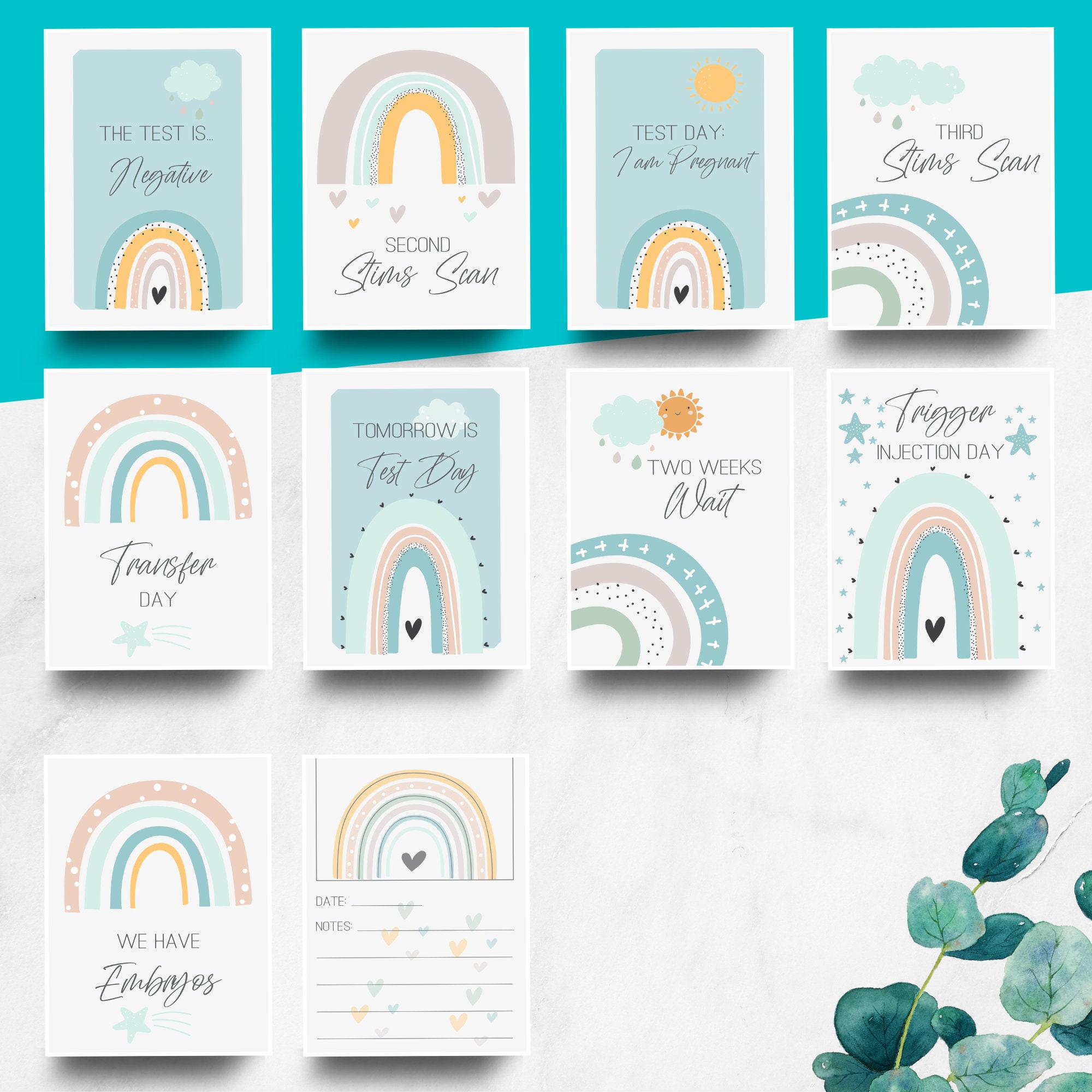 IVF IUI Milestone Cards Printable Digital Download, 20 Cards, Fertility ...