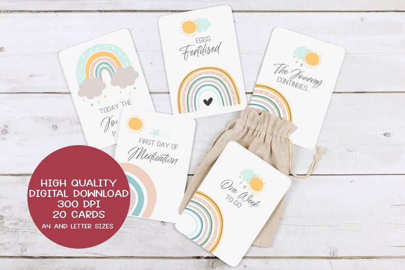 IVF IUI Milestone Cards Printable Digital Download, 20 Cards, Fertility ...