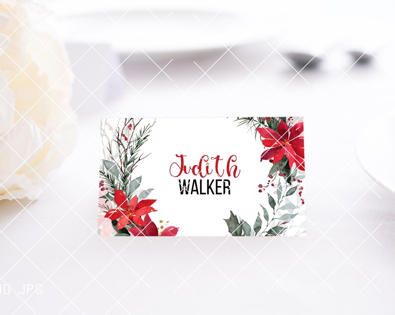 Editable Printable Christmas Place Card Instant Digital Download ...