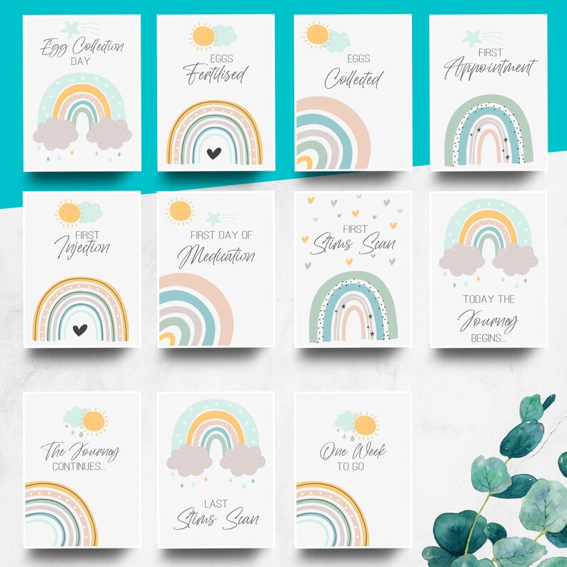 IVF IUI Milestone Cards Printable Digital Download, 20 Cards, Fertility ...