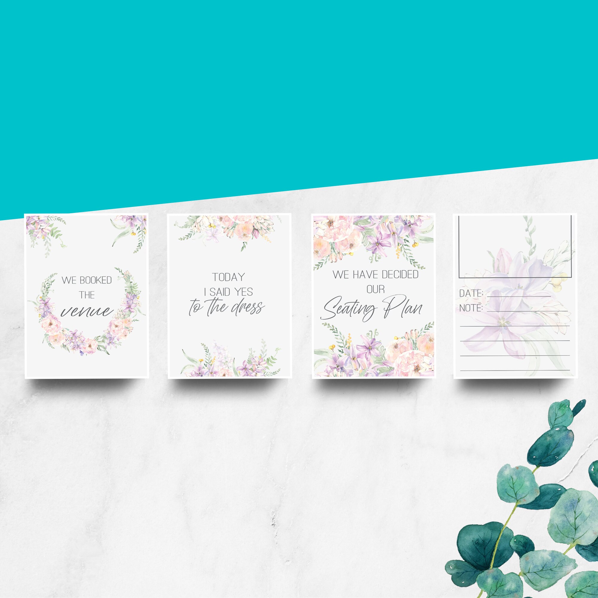 Wedding Milestone Cards Printable Digital Download, 24 Cards ...
