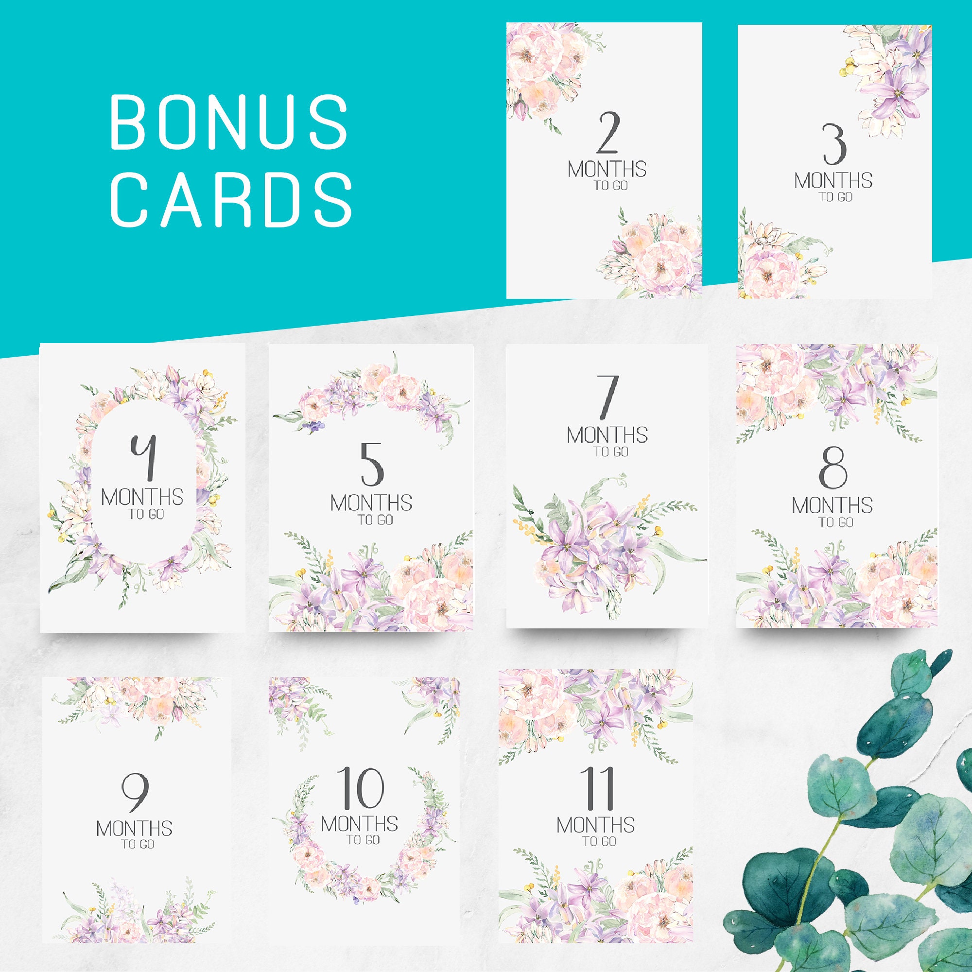 Wedding Milestone Cards Printable Digital Download, 24 Cards ...