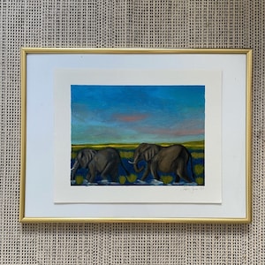 Original oil painting “elephants” on 100% cotton paper (24 x 30 cm)