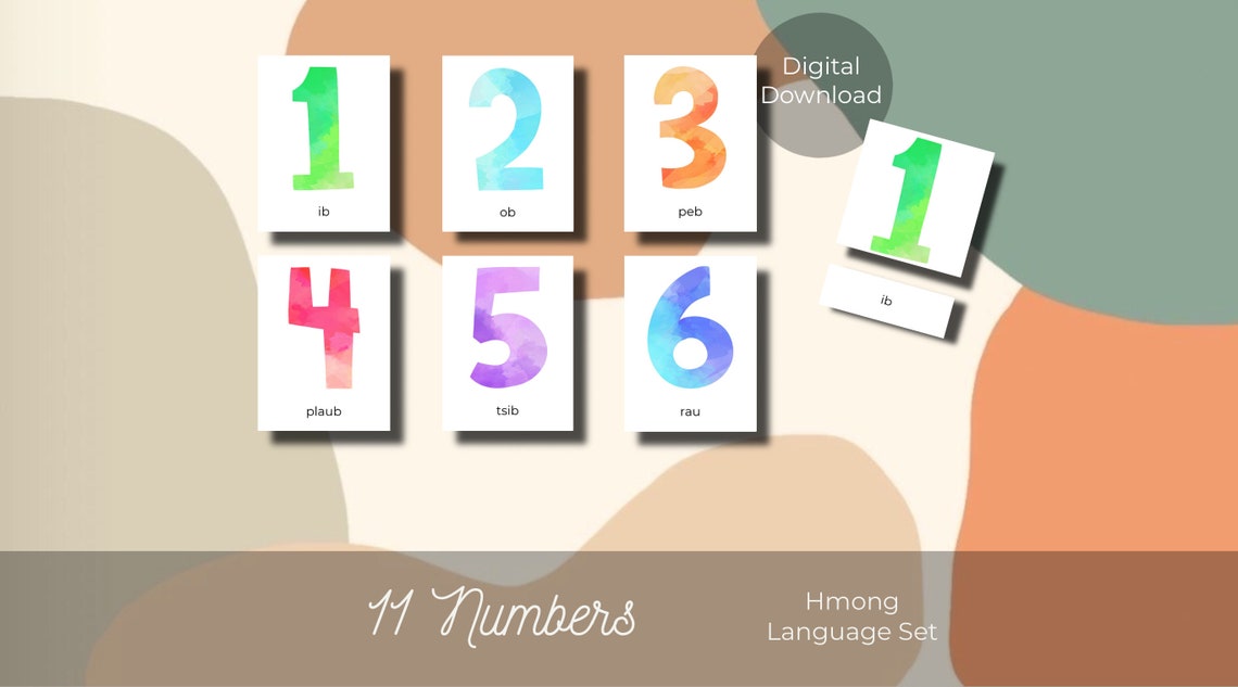 Hmong Numbers Set Montessori 3 part Cards Digital Etsy Hmong Numbers Set Montessori 3 part Cards Digital Etsy