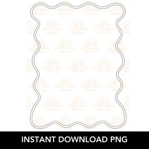 Retro Double Line Wavy Frame | PNG Files | Plain Outline Wavy Border | 3 Thicknesses