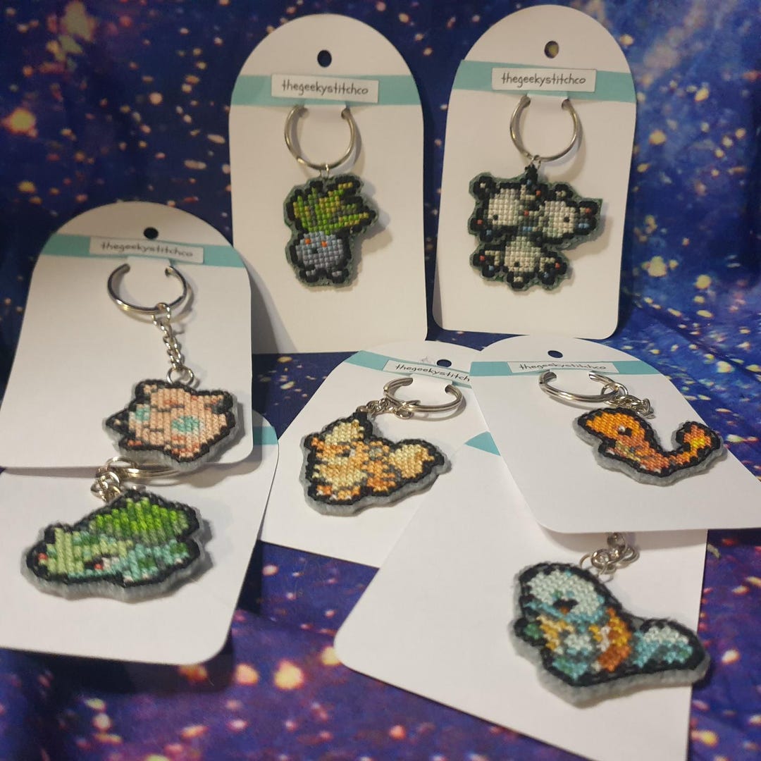 Pokemon Cross Stitch Keychain - Etsy
