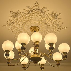 French Chandelier Bases, Ceiling Chandelier Decorations, Lampshade Decorations, Circular Ceiling Decoration Kits, Paintable Wall Decor Kits.