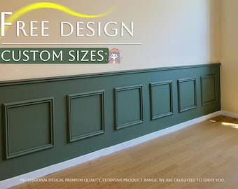 Wainscoting trim, paintable French wall trim, pre-cut wall trim kits, wainscoting kits, custom sizes, free designs.