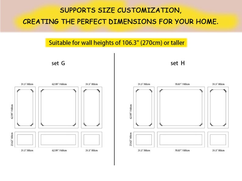 Paintable Wall Moulding Kits, French Decorative Corner Kits, Pre-Cut Wall Panel Kits, Wall Decorations, Custom Sizes, Free Design. image 6