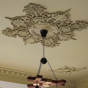 Ceiling chandelier decor, round ceiling decor kit, paintable wall decor kit, French chandelier base, wall decor kit.