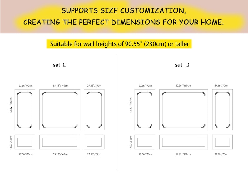 Paintable Wall Moulding Kits, French Decorative Corner Kits, Pre-Cut Wall Panel Kits, Wall Decorations, Custom Sizes, Free Design. image 4