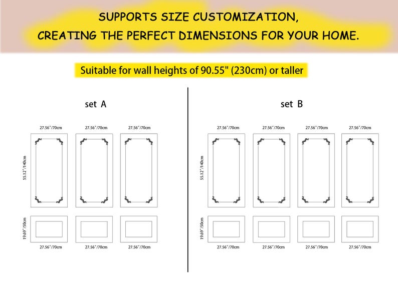 Paintable Wall Moulding Kits, French Decorative Corner Kits, Pre-Cut Wall Panel Kits, Wall Decorations, Custom Sizes, Free Design. image 3