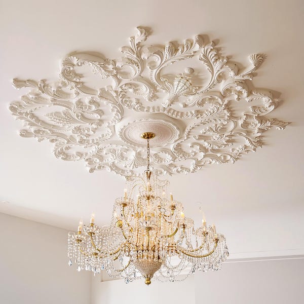 Circular Ceiling Decoration Kits, Paintable Decorations, Ceiling Chandelier Decorations, Wall Decor Kits, French Chandelier Bases.
