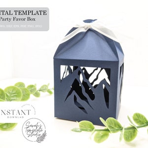 DIY Montana Mountains Wedding Party Favor Box Gift Box Digitale Sjabloon (svg dxf ai eps cdr) papier gesneden laser gesneden Cameo Cricut
