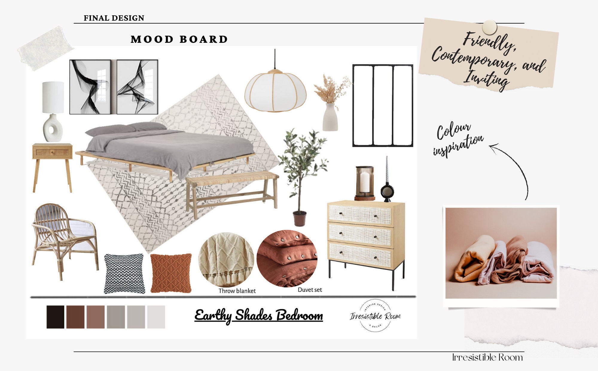 Bedroom Mood Board Online Interior Design Services Japandi - Etsy
