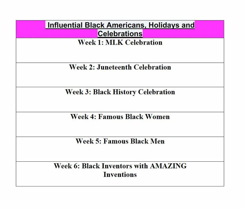 Black History Month Lesson Plan Etsy