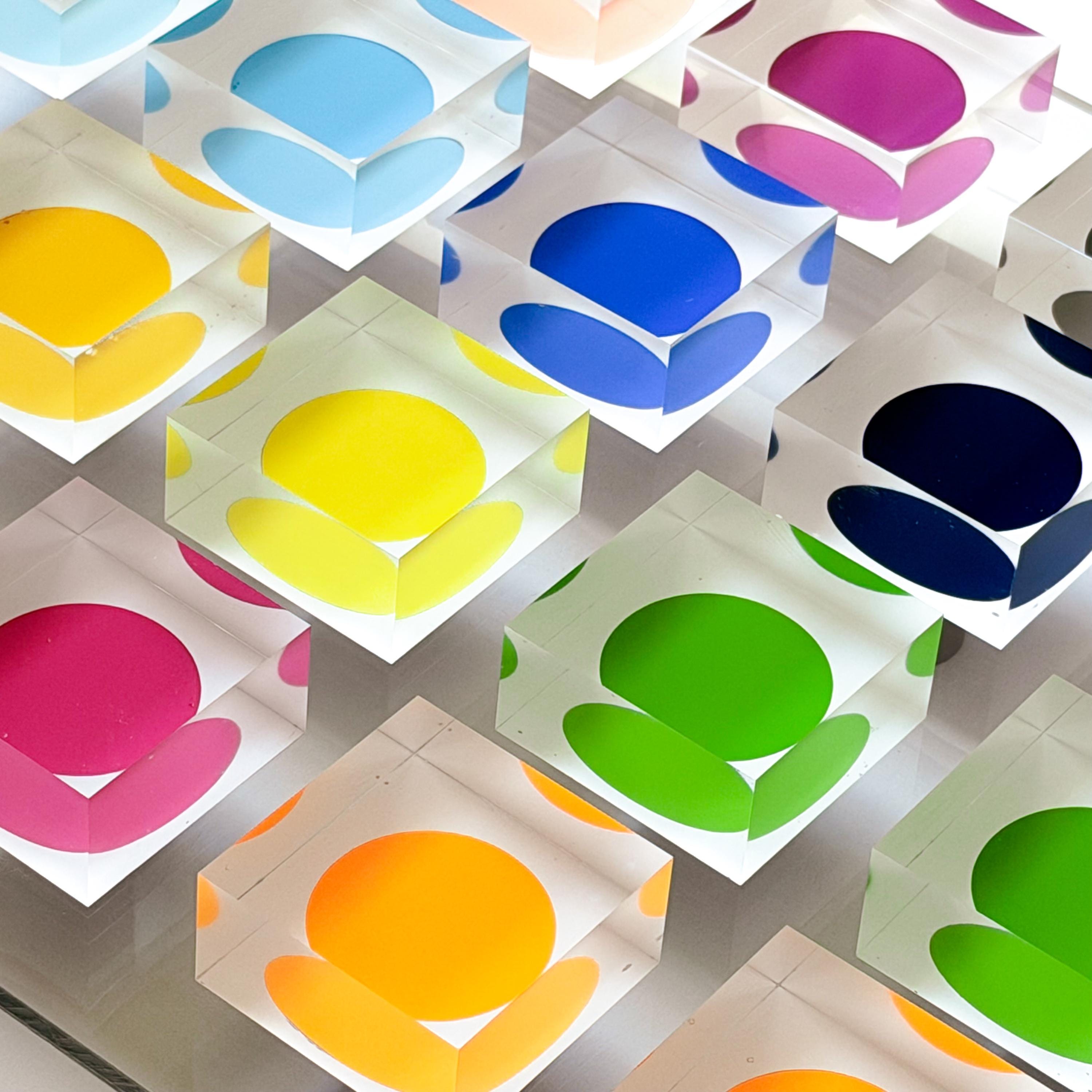 Floating Color Dot Acrylic Block Art – Modern Geometric Sculpture ...