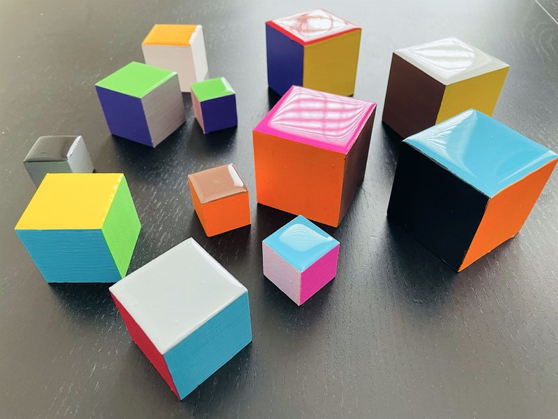 3D Wooden Wall Art Cubes: Geometric Painted Blocks, Resin Finish image 7