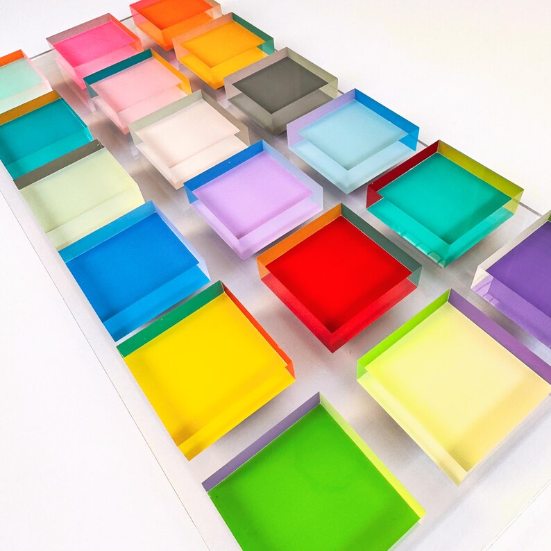 Translucent Acrylic Color Block Wall Art – 3D Geometric Panel - Etsy