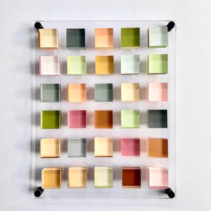 Muted Pastel Acrylic Wall Art – Modern 3D Color Block Panel, Geometric Abstract Wall Décor, Handmade Contemporary Acrylic Sculpture