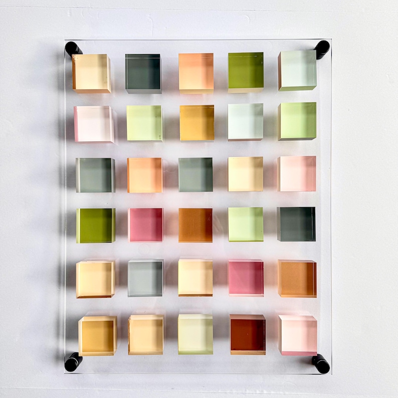 Muted Pastel Acrylic Wall Art – Modern 3D Color Block Panel, Geometric Abstract Wall Décor, Handmade Contemporary Acrylic Sculpture