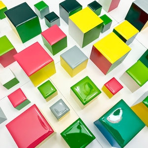 Wooden Wall Art. Packs of 80 colored wood cubes in 3 sizes. Geometric art. Resin art. Pop Art. Wooden sculpture. Made to order. 3d wall art.