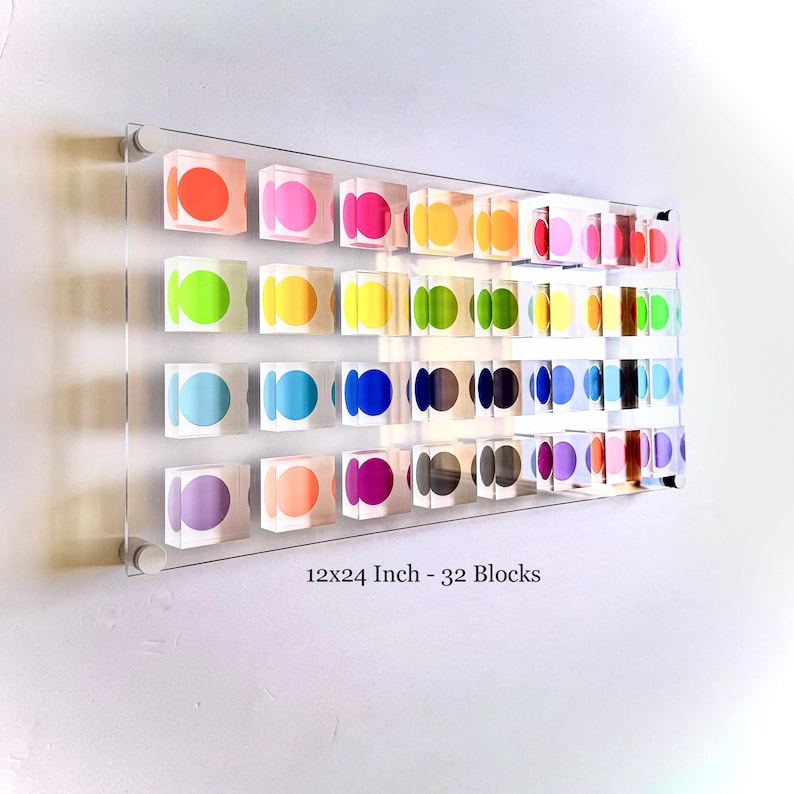 Floating Color Dot Acrylic Block Art – Modern Geometric Sculpture ...