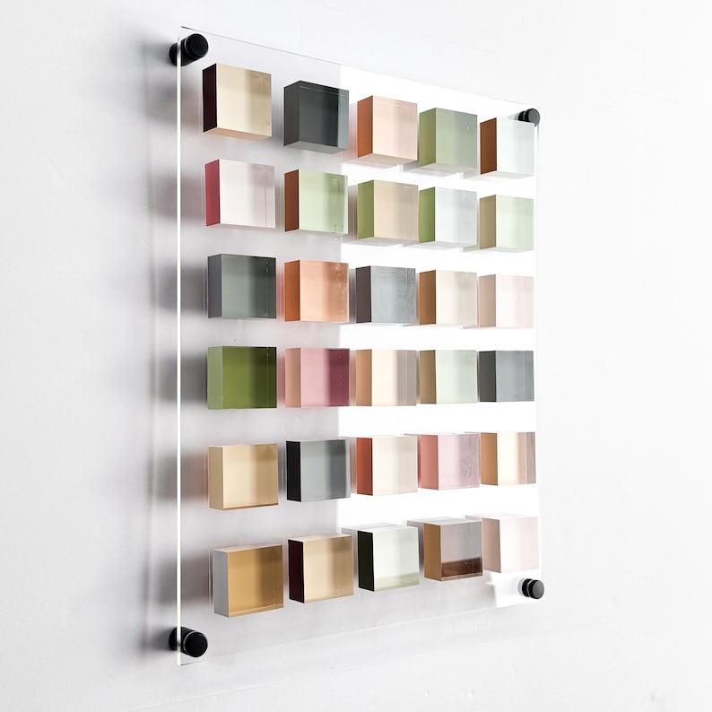 Muted Pastel Acrylic Wall Art – Modern 3D Color Block Panel, Geometric Abstract Wall Décor, Handmade Contemporary Acrylic Sculpture