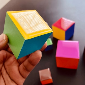 3d Wall Art.Colored Blocks.Painted Cube Art.Wooden Wall Art.Geometric wall art installation.Vibrant Artwork.Resin art