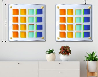 Custom Order for RS - 4 Panels of hand painted Blocks, 16 Blocks on each panel