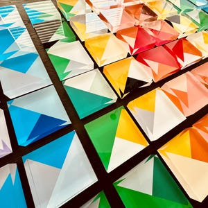 Acrylic Block Wall Art: Geometric Lucite Cubes, Custom Color Theme
