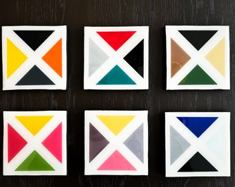 Pinwheel Wall Art: 3D Geometric Resin Decor, Set of 5&quot;x5&quot; Wooden Tiles